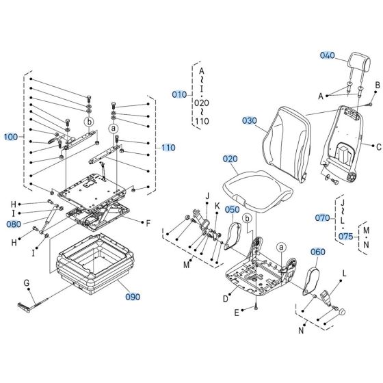 Seat Assembly for Kubota KX080-3 Mini Excavator