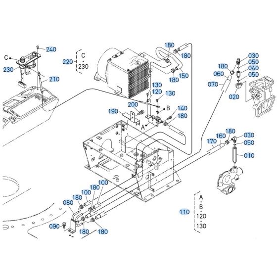 Heater Assembly for Kubota KX080-3 Mini Excavator