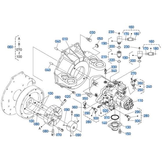 Pump Housing Assembly for Kubota KX080-3 Mini Excavator