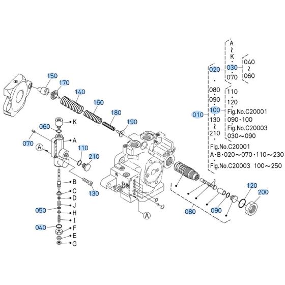 Piston Pump Assembly -1 for Kubota KX080-3 Mini Excavator