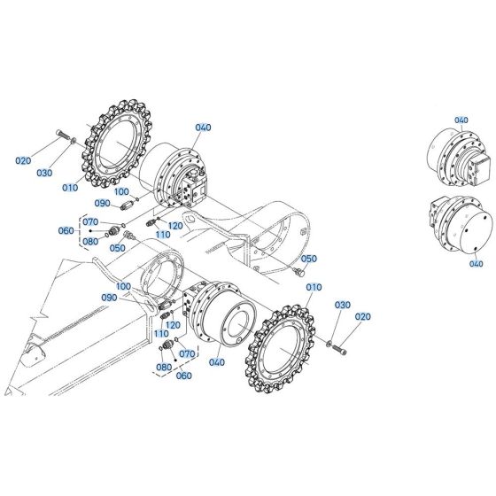 Drive Motor Assembly for Kubota KX080-3 Mini Excavator