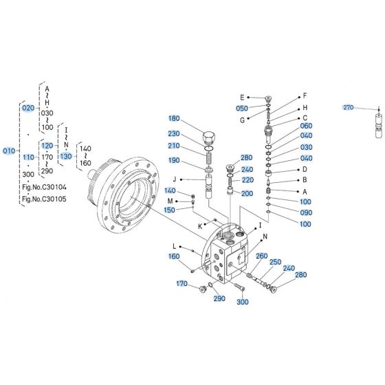 Drive Motor Assembly -3 for Kubota KX080-3 Mini Excavator