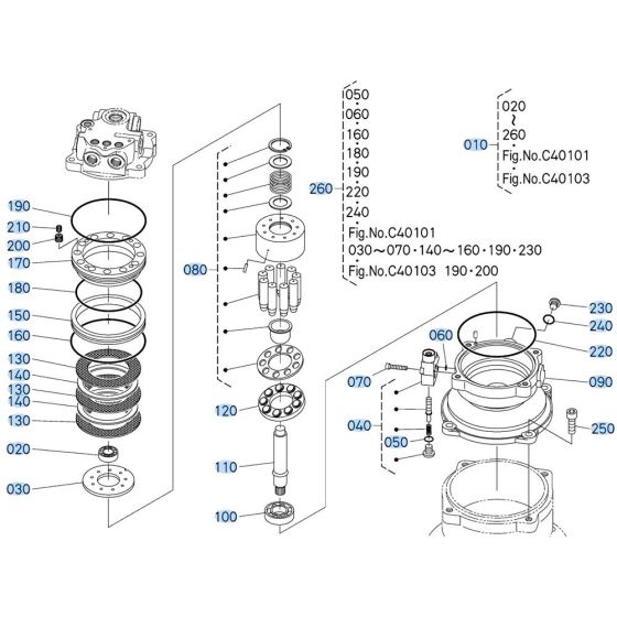 Swivel Motor Assembly -1 for Kubota KX080-3 Mini Excavator