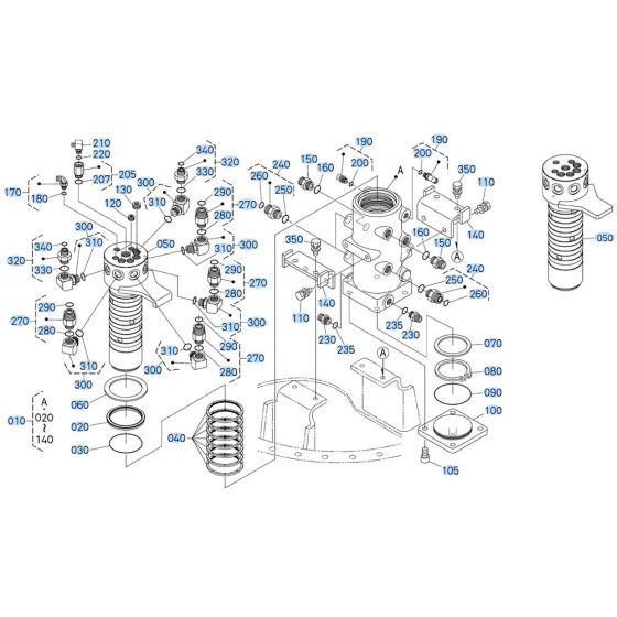 Rotary Joint Assembly for Kubota KX080-3 Mini Excavator