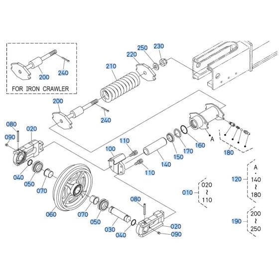 Idler Assembly for Kubota KX080-3 Mini Excavator