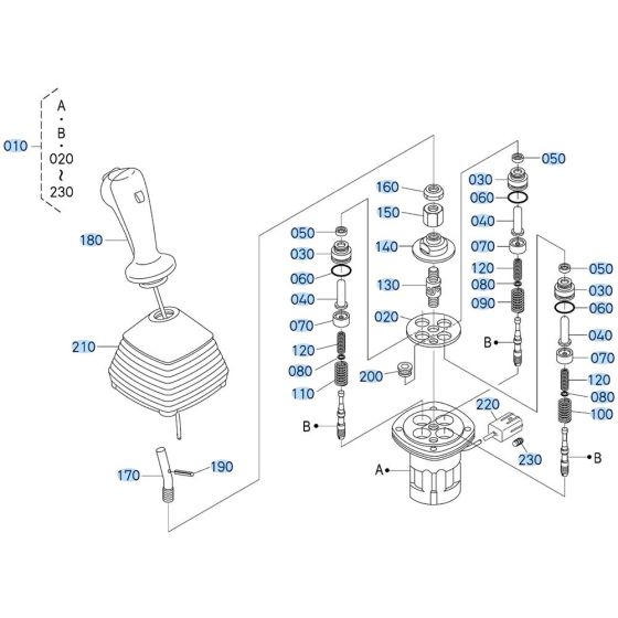 Control Lever (L/H) Assembly for Kubota KX080-4s Mini Excavator