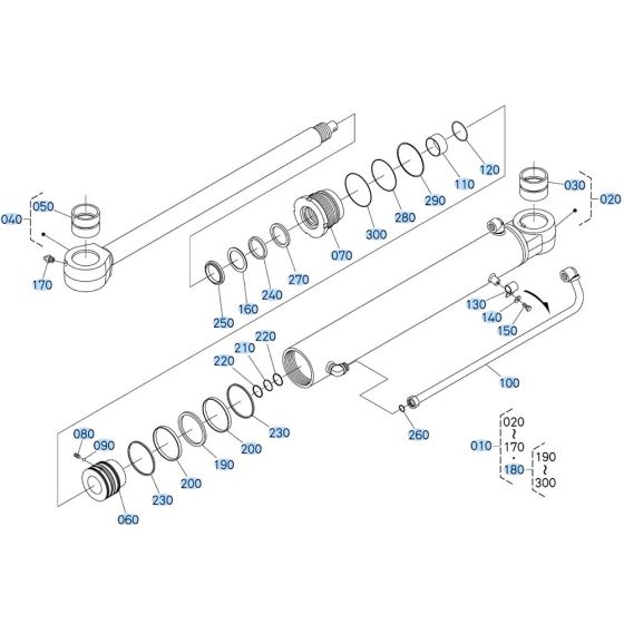 Swing Cylinder Assembly for Kubota KX080-4s Mini Excavator