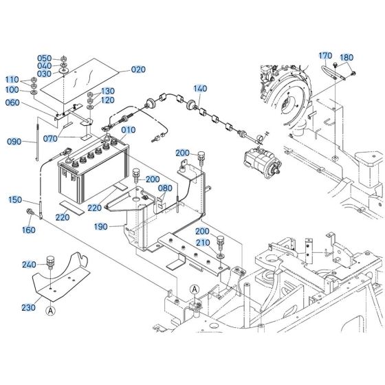 Battery Assembly for Kubota KX080-4s Mini Excavator