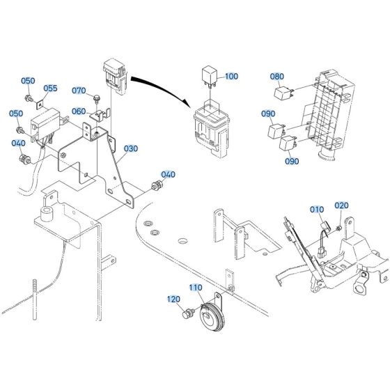 Relay Assembly for Kubota KX080-4s Mini Excavator