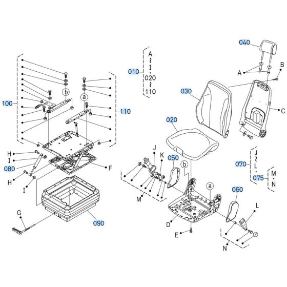Seat Assembly for Kubota KX080-4s Mini Excavator