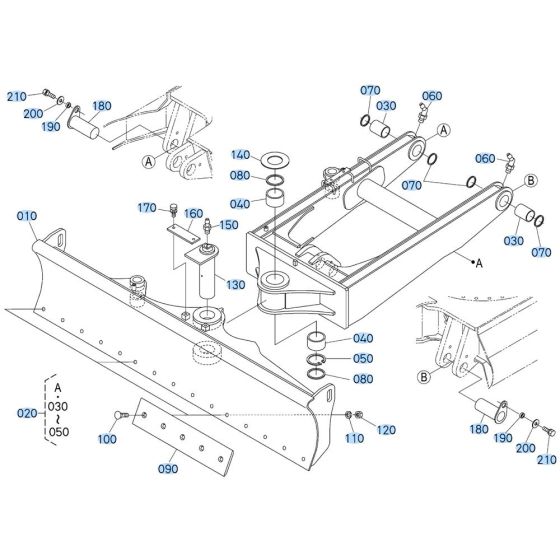 Blade (Angle) Assembly for Kubota KX080-4s Mini Excavator