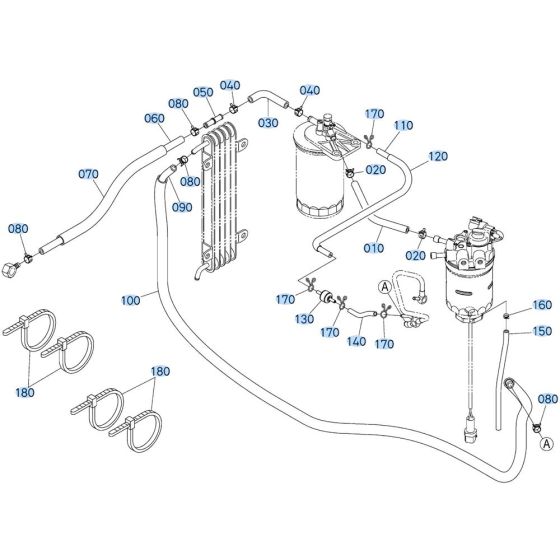Fuel Cooler Assembly for Kubota KX080-4s Mini Excavator