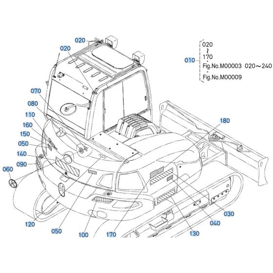 Decals -1 for Kubota KX080-4s Mini Excavator