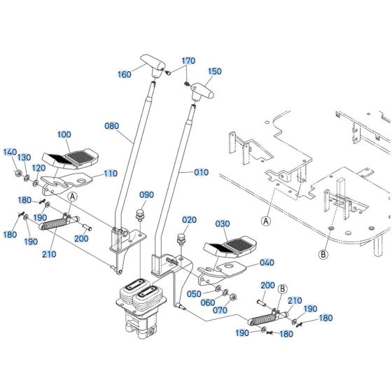 Control Lever (Travel) Assembly for Kubota KX080-4s Mini Excavator