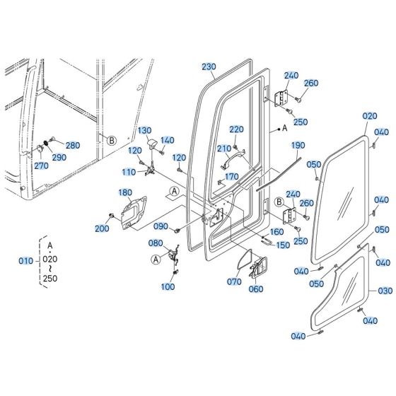 Door Assembly for Kubota KX080-4s Mini Excavator