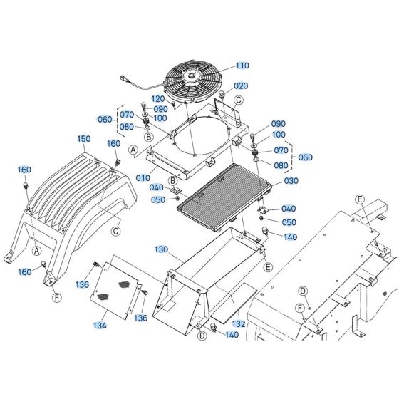 Condenser Assembly for Kubota KX080-4s Mini Excavator