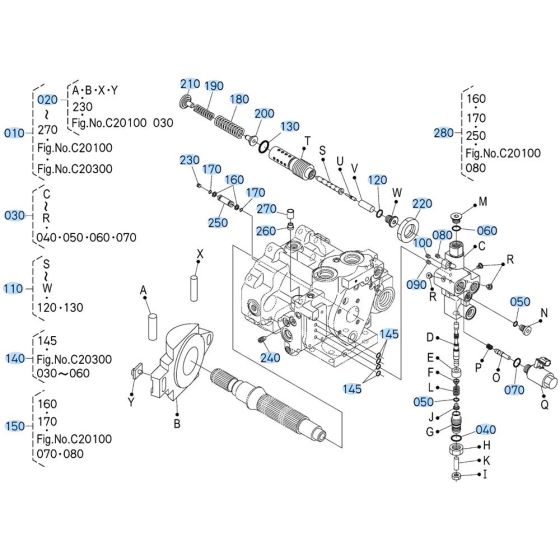 Pump Assembly -2 for Kubota KX080-4s Mini Excavator