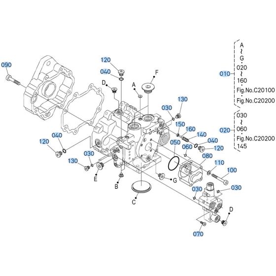 Pump Assembly -3 for Kubota KX080-4s Mini Excavator