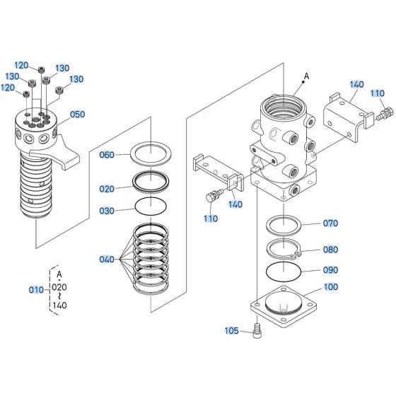 Rotary Joint Assembly -1 for Kubota KX080-4s Mini Excavator