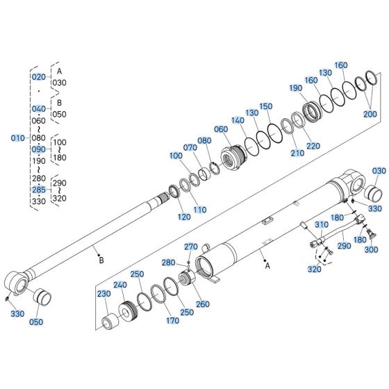 Boom Cylinder Assembly for Kubota KX080-4s Mini Excavator