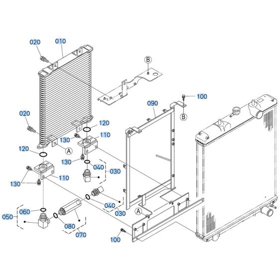 Oil Cooler Assembly for Kubota KX080-4s Mini Excavator
