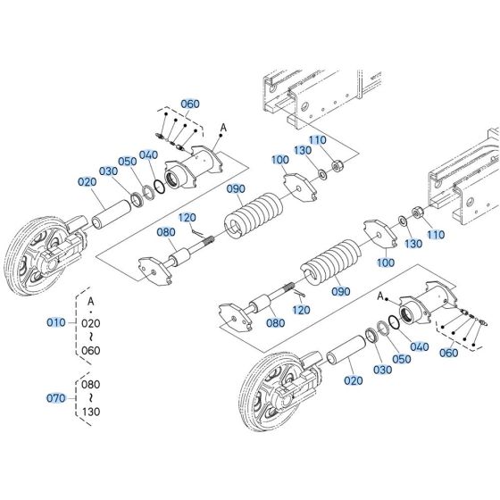 Idler Assembly -1 for Kubota KX080-4s Mini Excavator