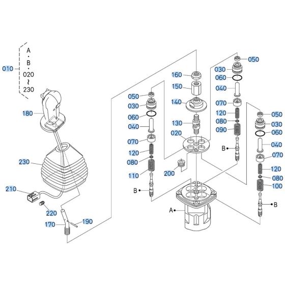 Control Lever (L/H) Assembly for Kubota KX080-5 Mini Excavator