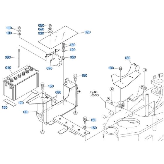 Battery Assembly for Kubota KX080-5 Mini Excavator