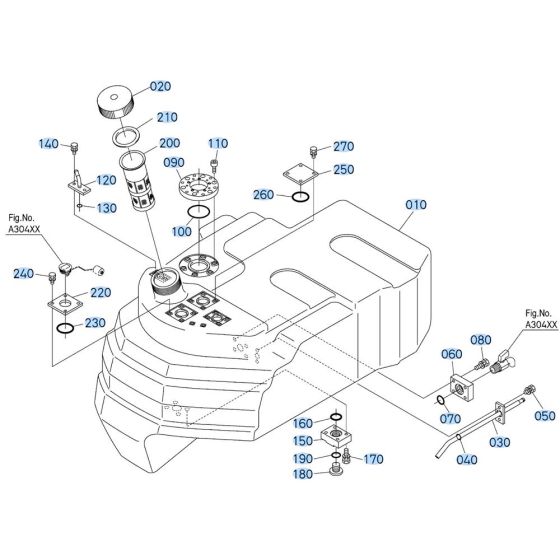 Fuel Tank Assembly for Kubota KX080-5 Mini Excavator