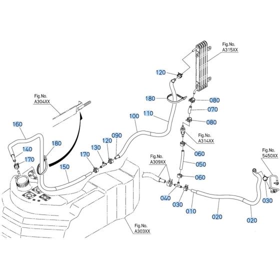 Fuel Cooler Assembly for Kubota KX080-5 Mini Excavator