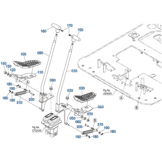 Control Lever (Travel) Assembly for Kubota KX080-5 Mini Excavator