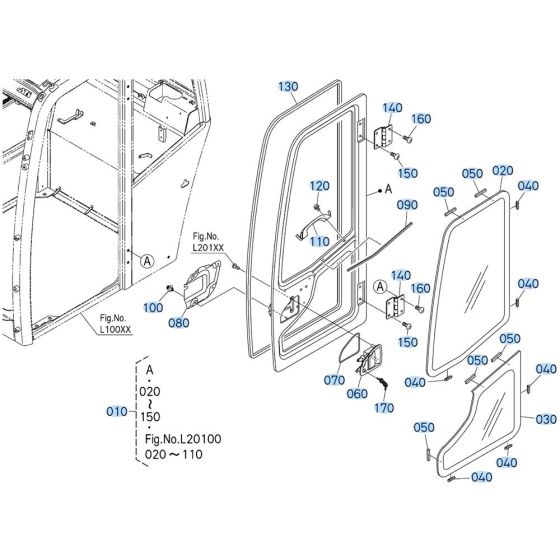 Door Assembly for Kubota KX080-5 Mini Excavator