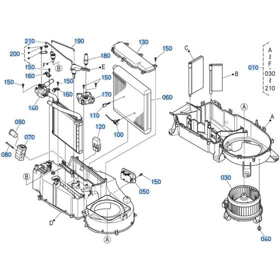 Air Conditioner Assembly for Kubota KX080-5 Mini Excavator