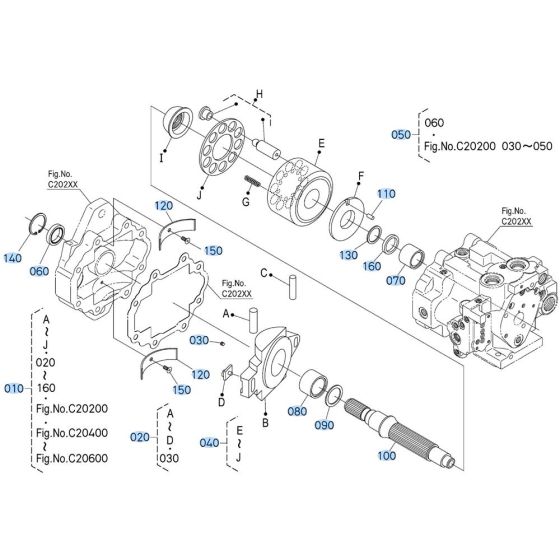 Piston Pump Assembly -1 for Kubota KX080-5 Mini Excavator