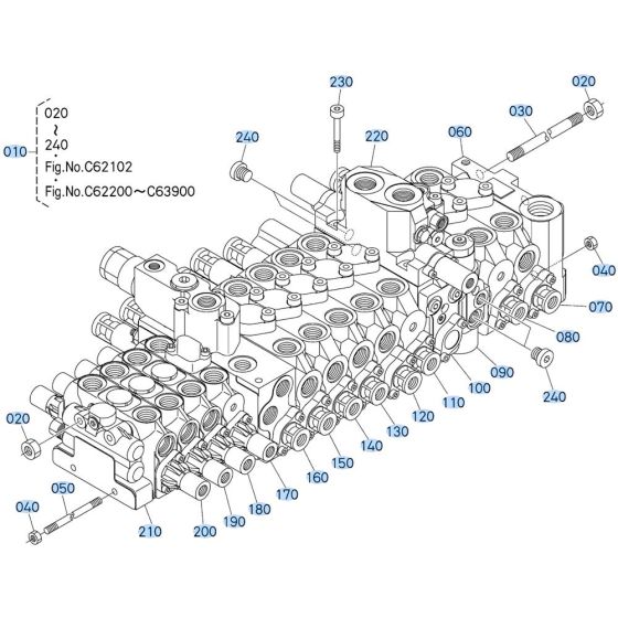 Control Valve Assembly for Kubota KX080-5 Mini Excavator
