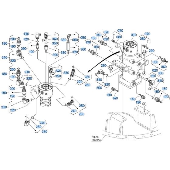 Rotary Joint Assembly for Kubota KX080-5 Mini Excavator