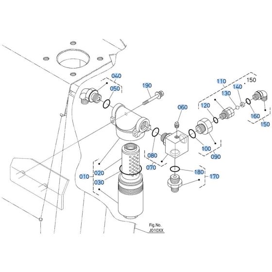 Oil Filter Assembly for Kubota KX080-5 Mini Excavator