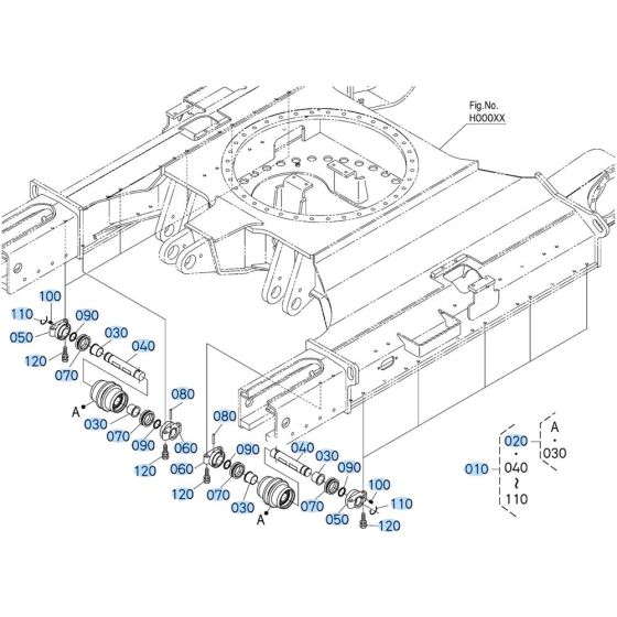 Track Roller Assembly for Kubota KX080-5 Mini Excavator