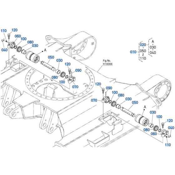 Carrier Roller Assembly for Kubota KX080-5 Mini Excavator