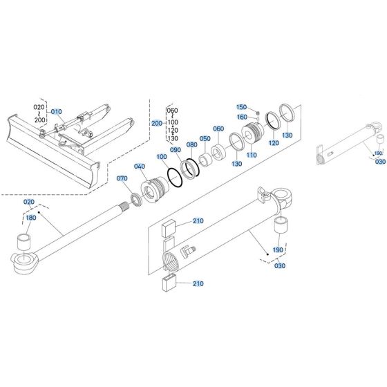 Blade Cylinder (Angle) Assembly for Kubota KX121-3 Mini Excavator