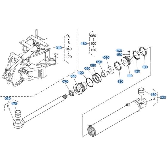 Swing Cylinder Assembly for Kubota KX121-3 Mini Excavator