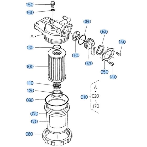 Fuel Filter Assembly for Kubota KX121-3 Mini Excavator