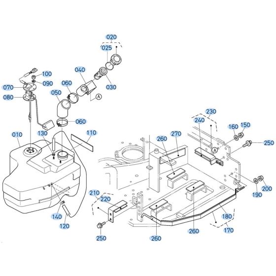 Fuel Tank Assembly for Kubota KX121-3 Mini Excavator