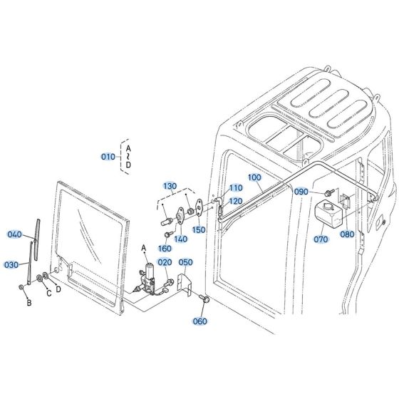 Wiper Assembly for Kubota KX121-3 Mini Excavator