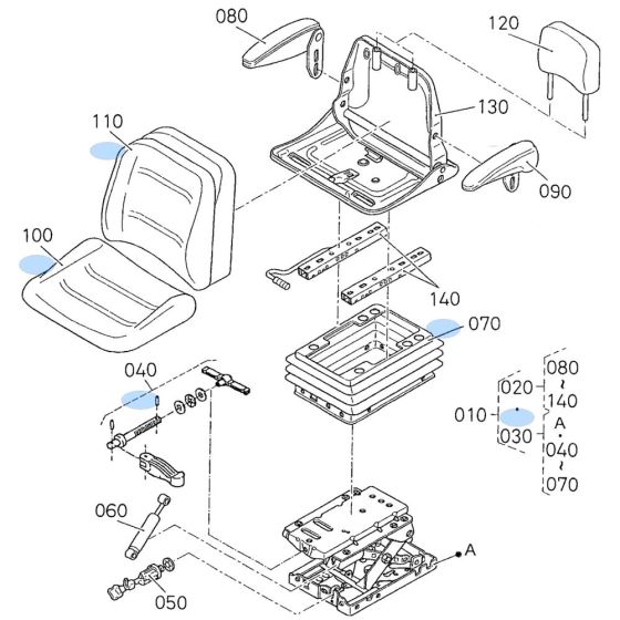 Seat Assembly for Kubota KX121-3 Mini Excavator