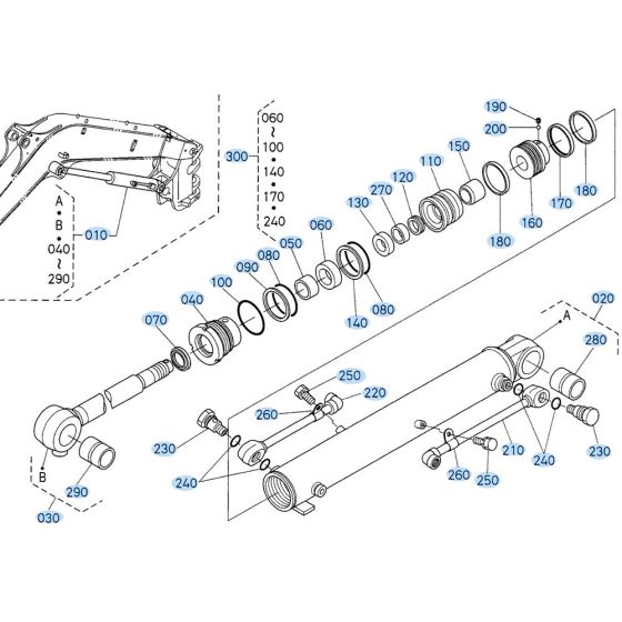 Boom Cylinder Assembly for Kubota KX121-3 Mini Excavator
