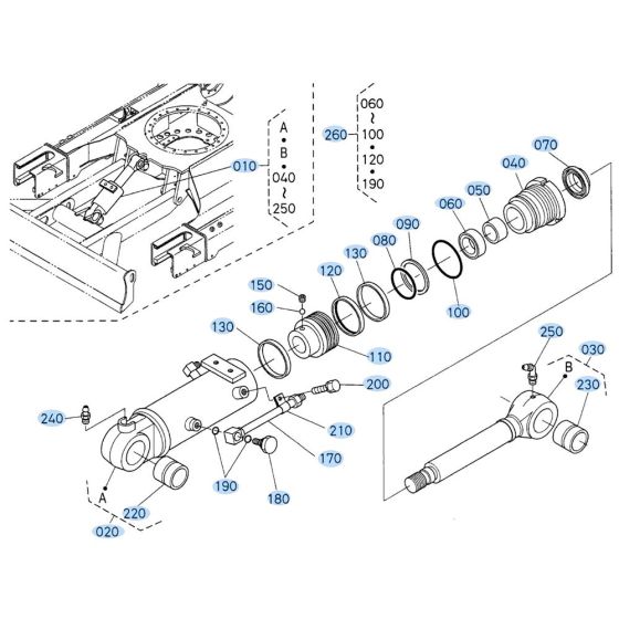 Blade Cylinder Assembly for Kubota KX121-3 Mini Excavator