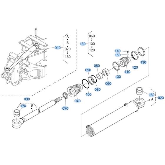 Swing Cylinder Assembly for Kubota KX161-3s Mini Excavator