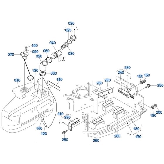 Fuel Tank Assembly for Kubota KX161-3s Mini Excavator