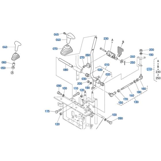 Control Lever (Travel) Assembly for Kubota KX161-3s Mini Excavator